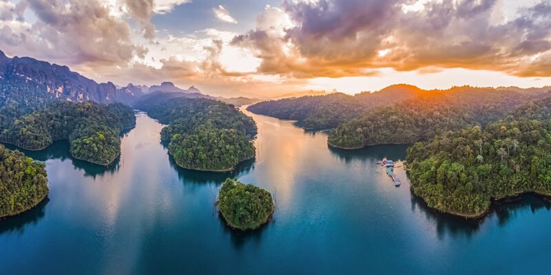Lakeside Islands at Sunset
