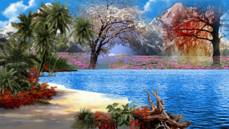 Lakeside Landscape — Blue