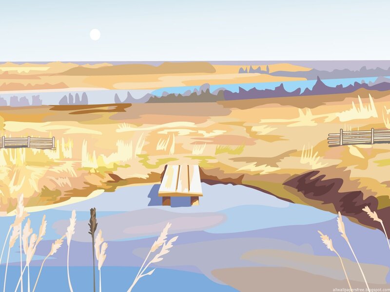 Lakeside landscape with dock