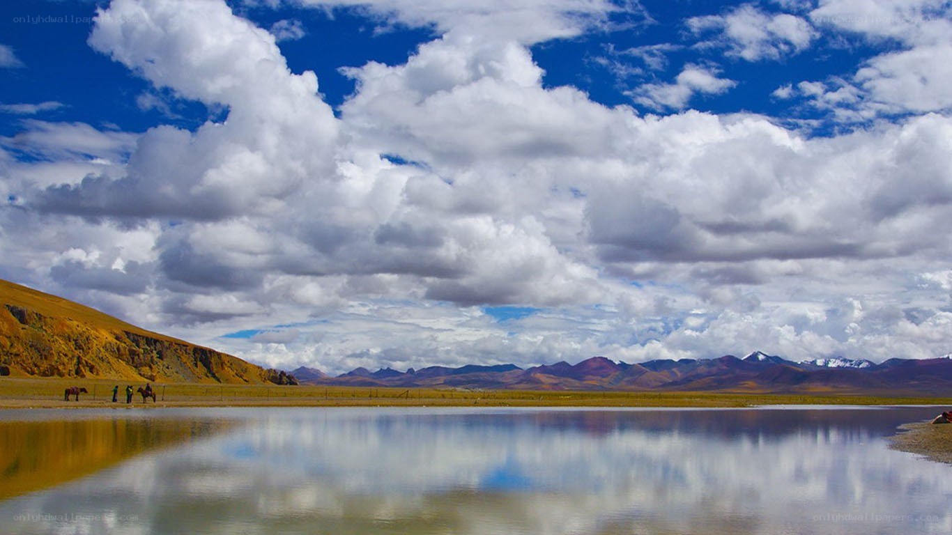 Lakeside landscape with mountains