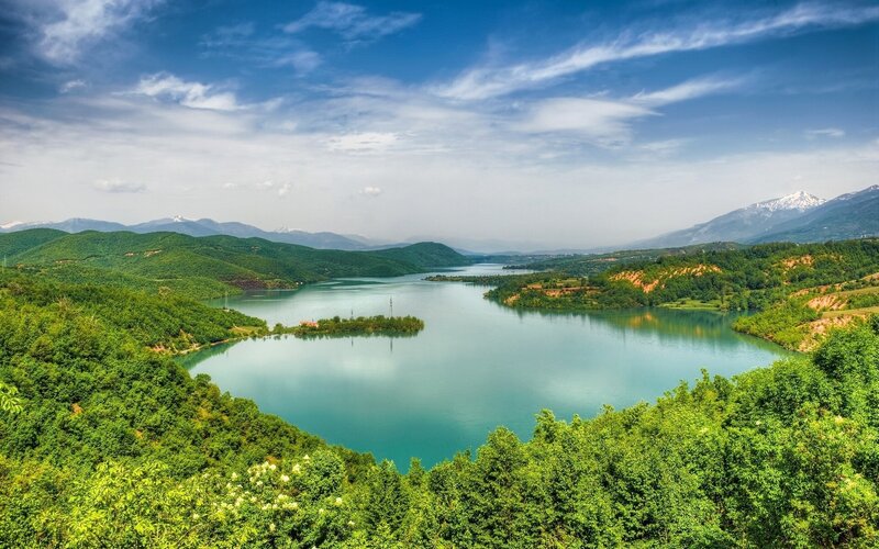 Lakeside mountain landscape