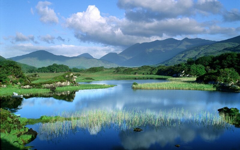 Lakeside mountains landscape