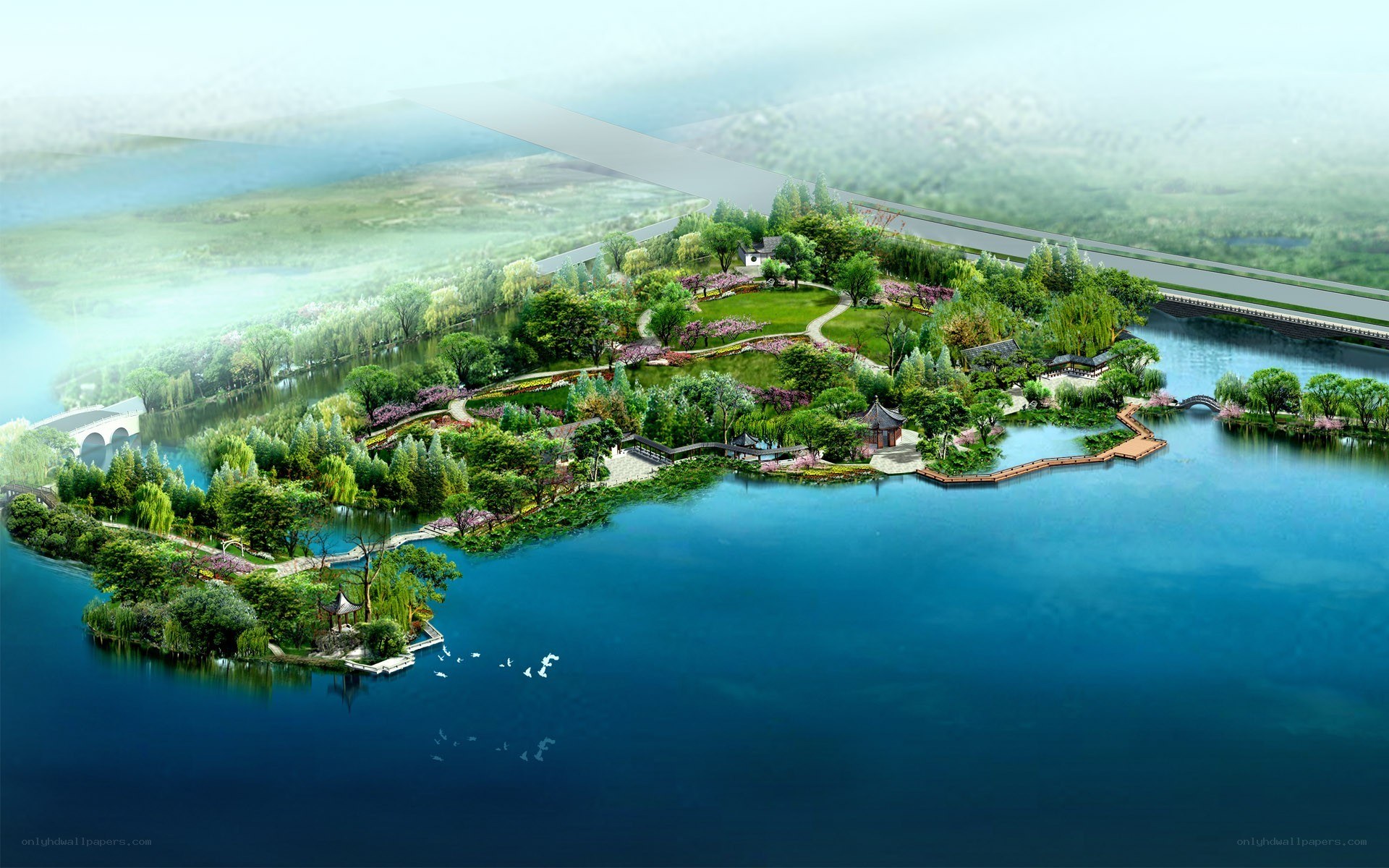 Lakeside park landscape design