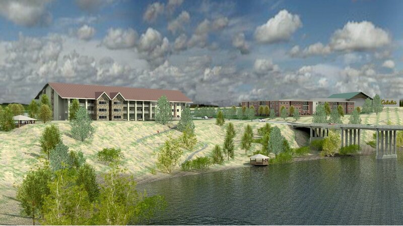 Lakeside resort complex rendering