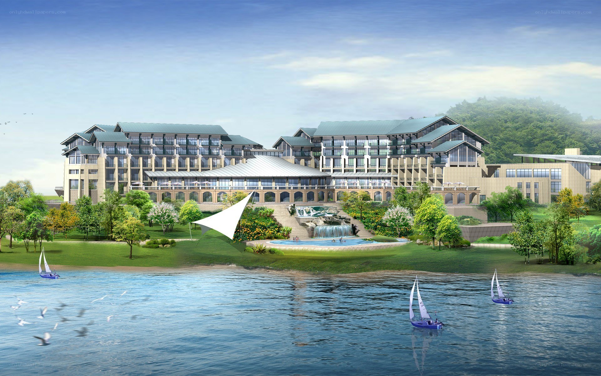 Lakeside resort hotel design