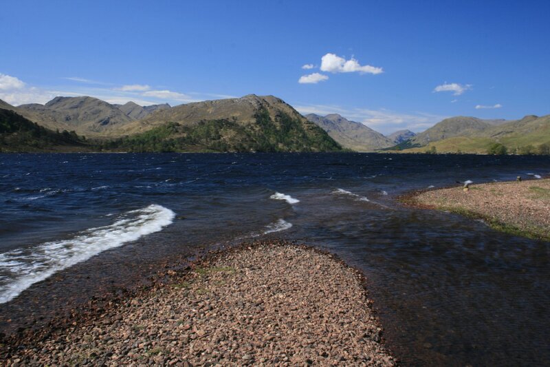 Lakeside view with mountains