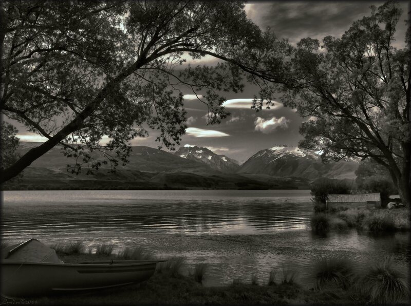 Lakeside with mountains