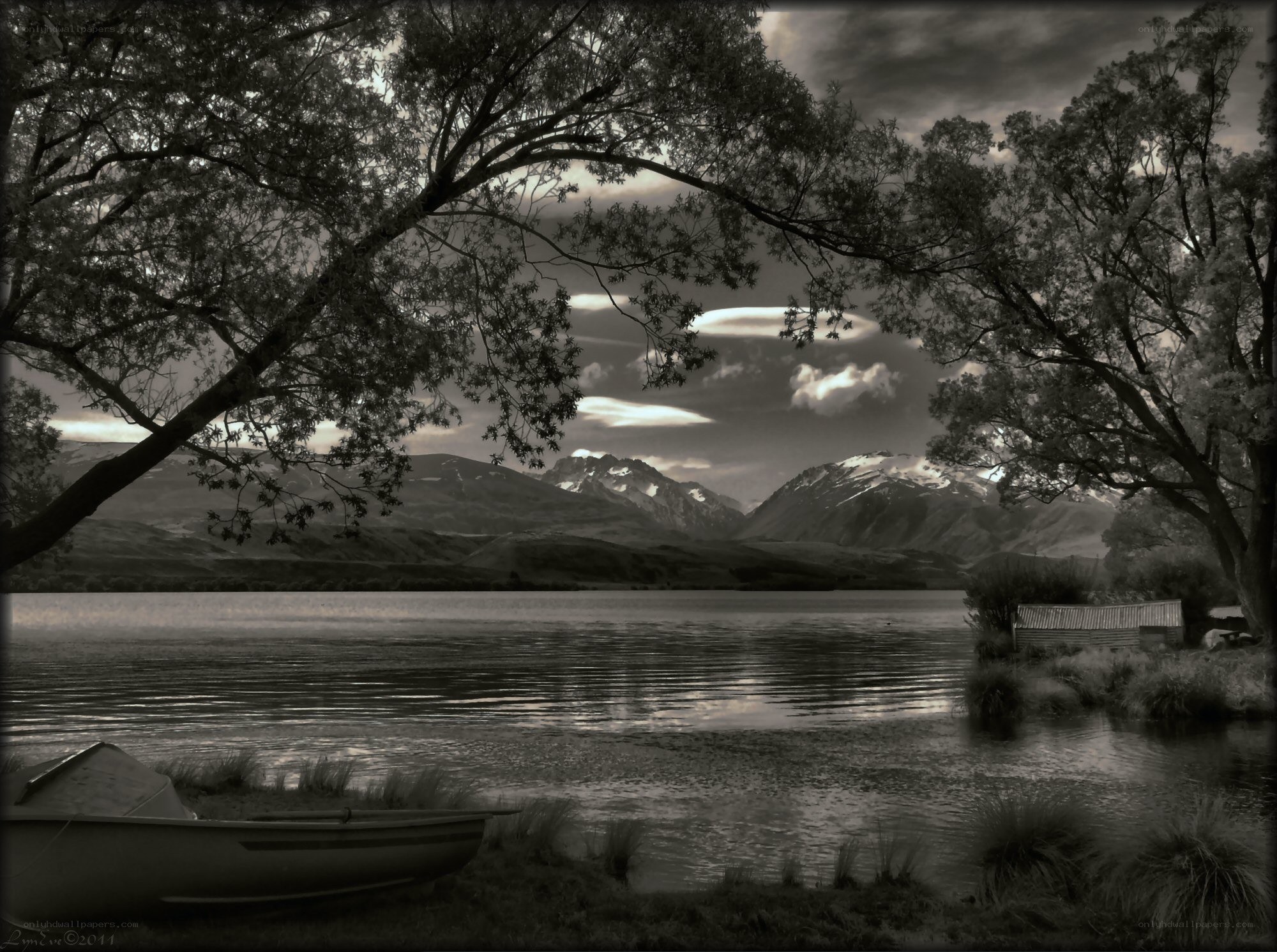 Lakeside with mountains