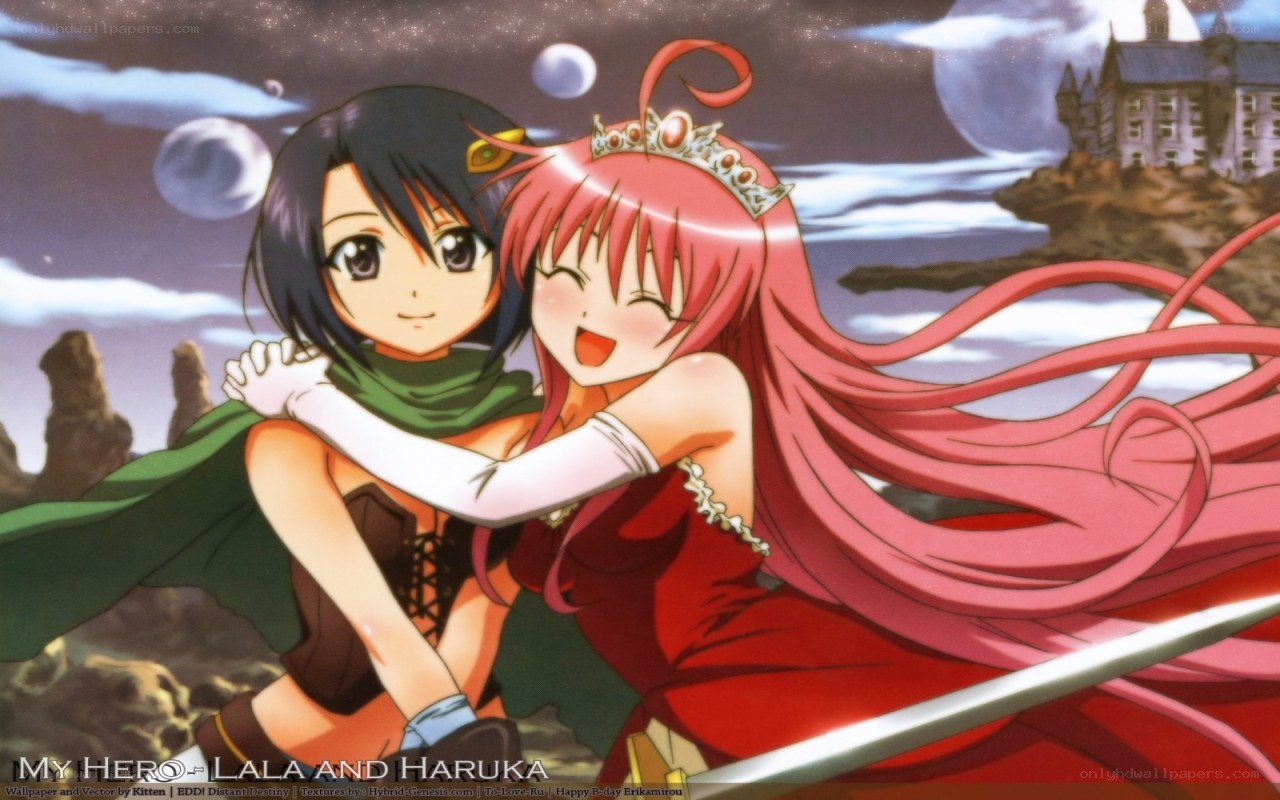 Lala and Haruka embrace