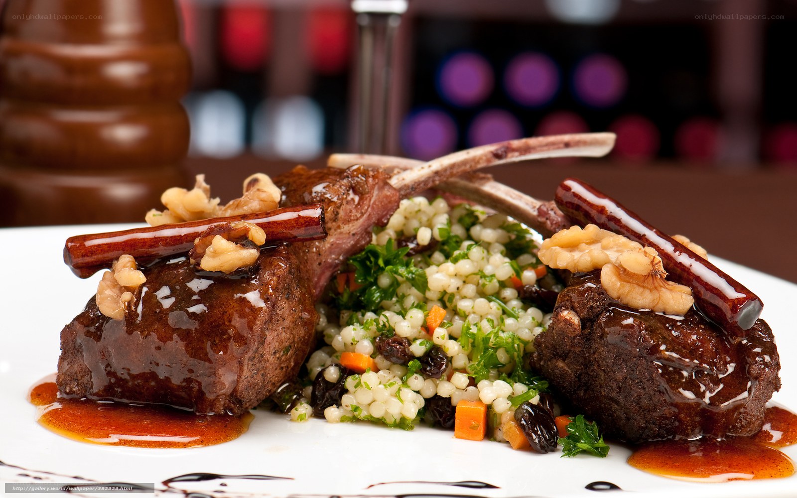 Lamb chops with couscous salad