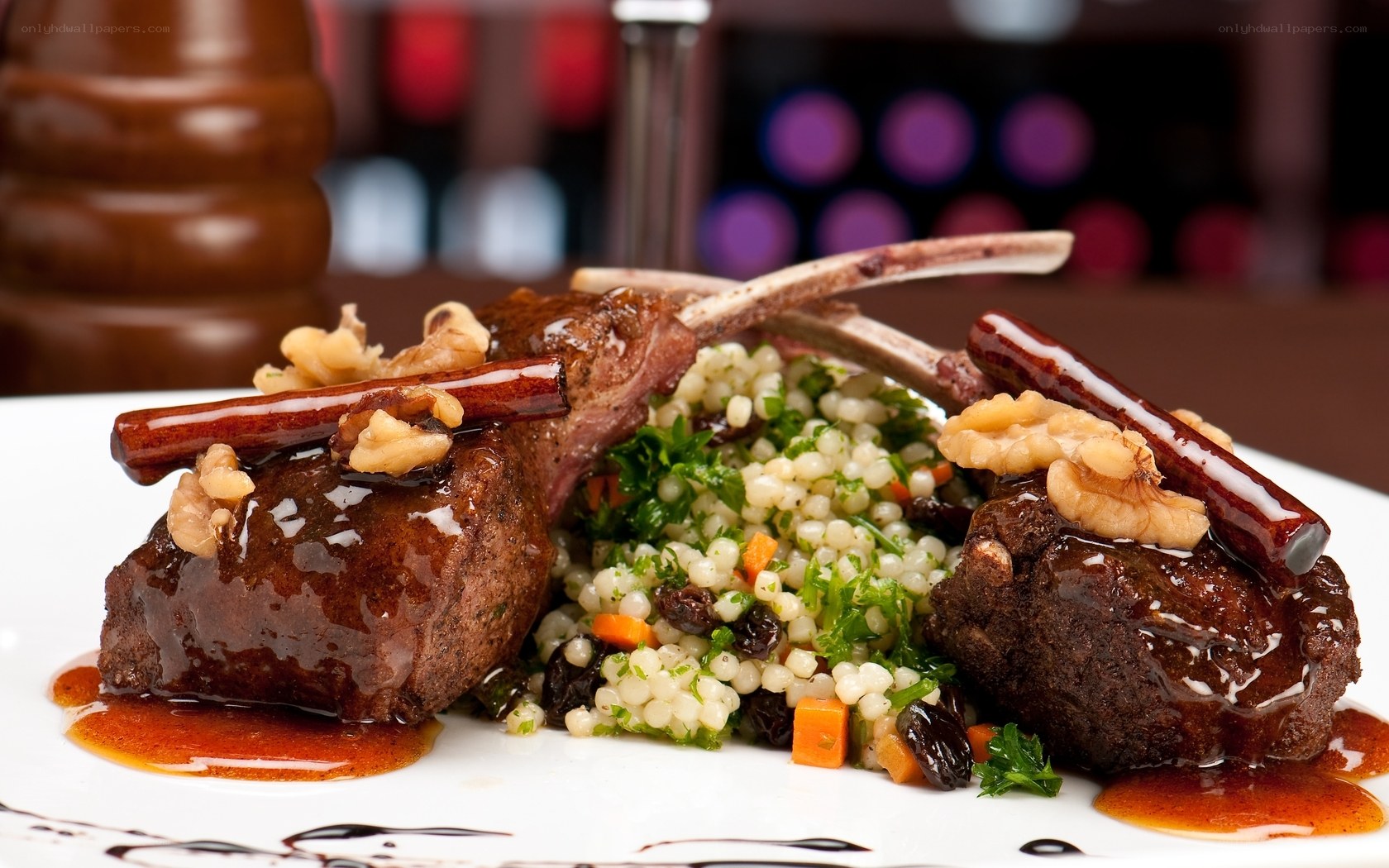 Lamb chops with couscous salad