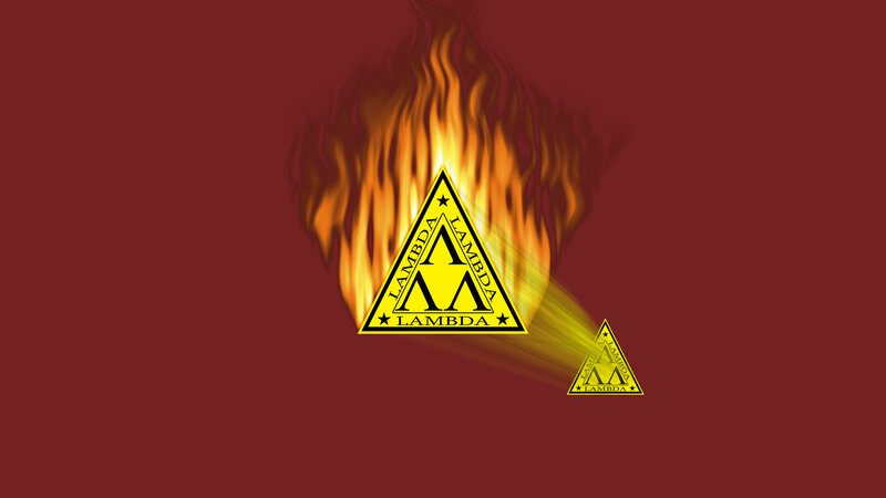 Lambda symbol with fire