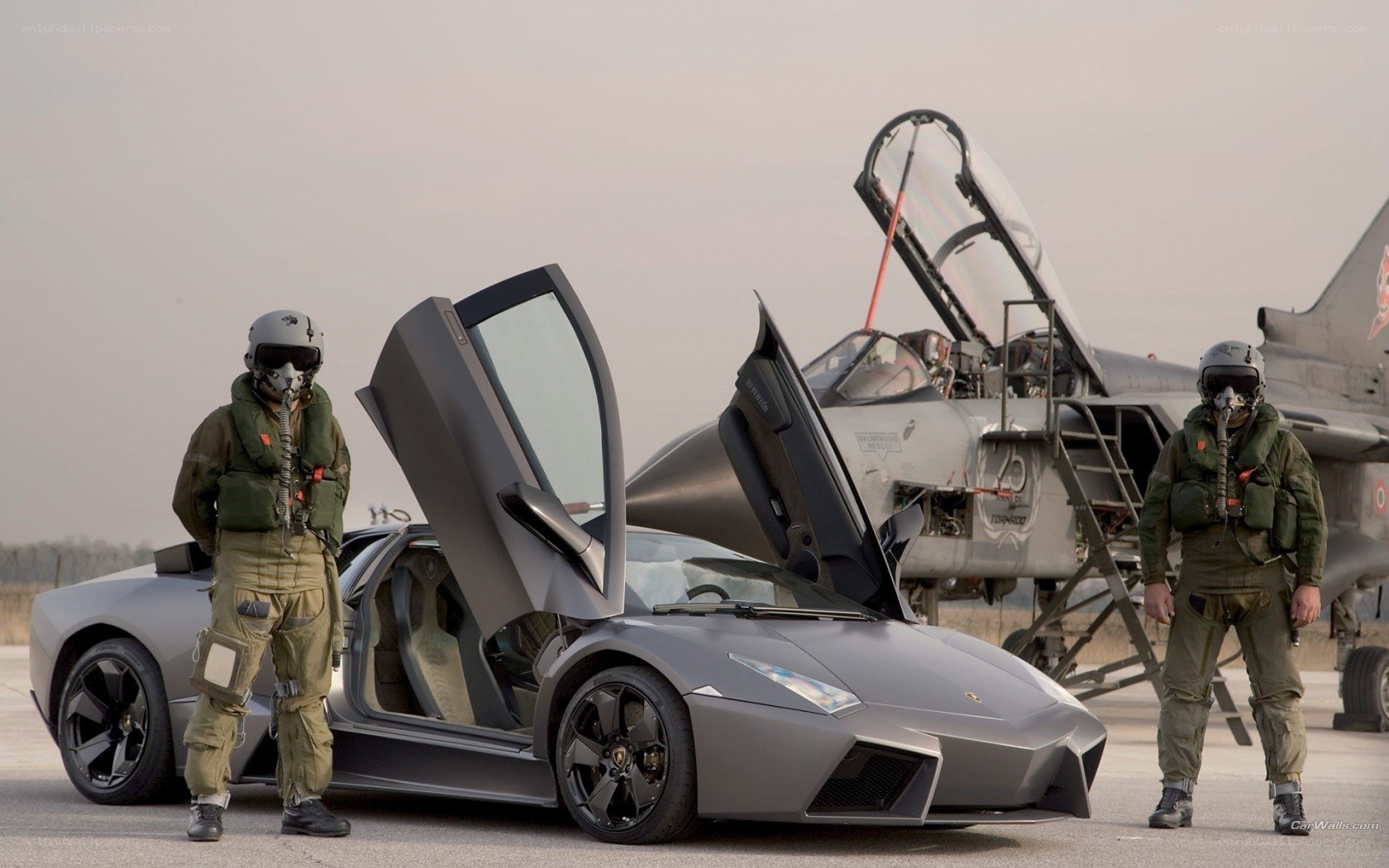 Lamborghini and fighter jet