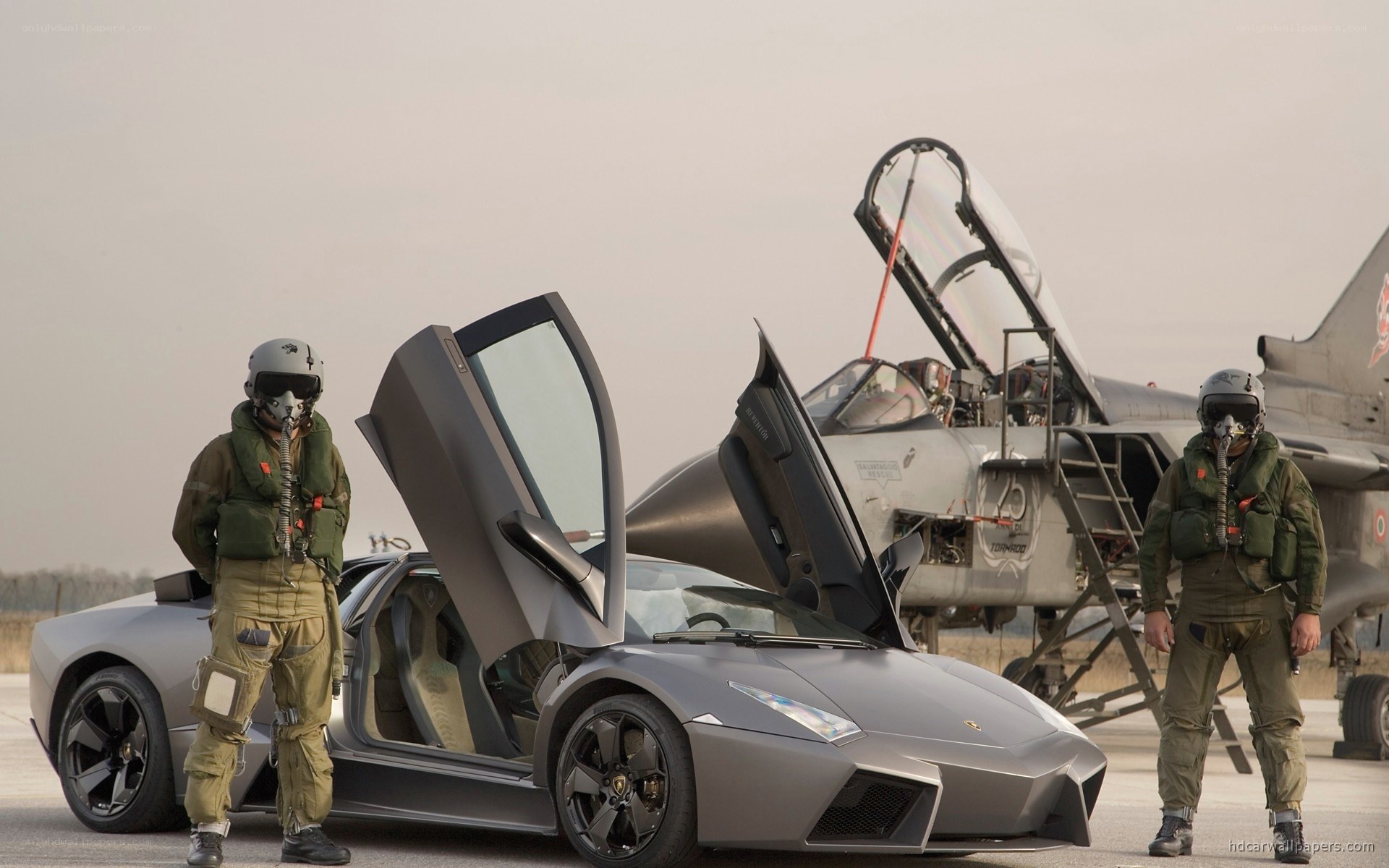 Lamborghini and fighter jet