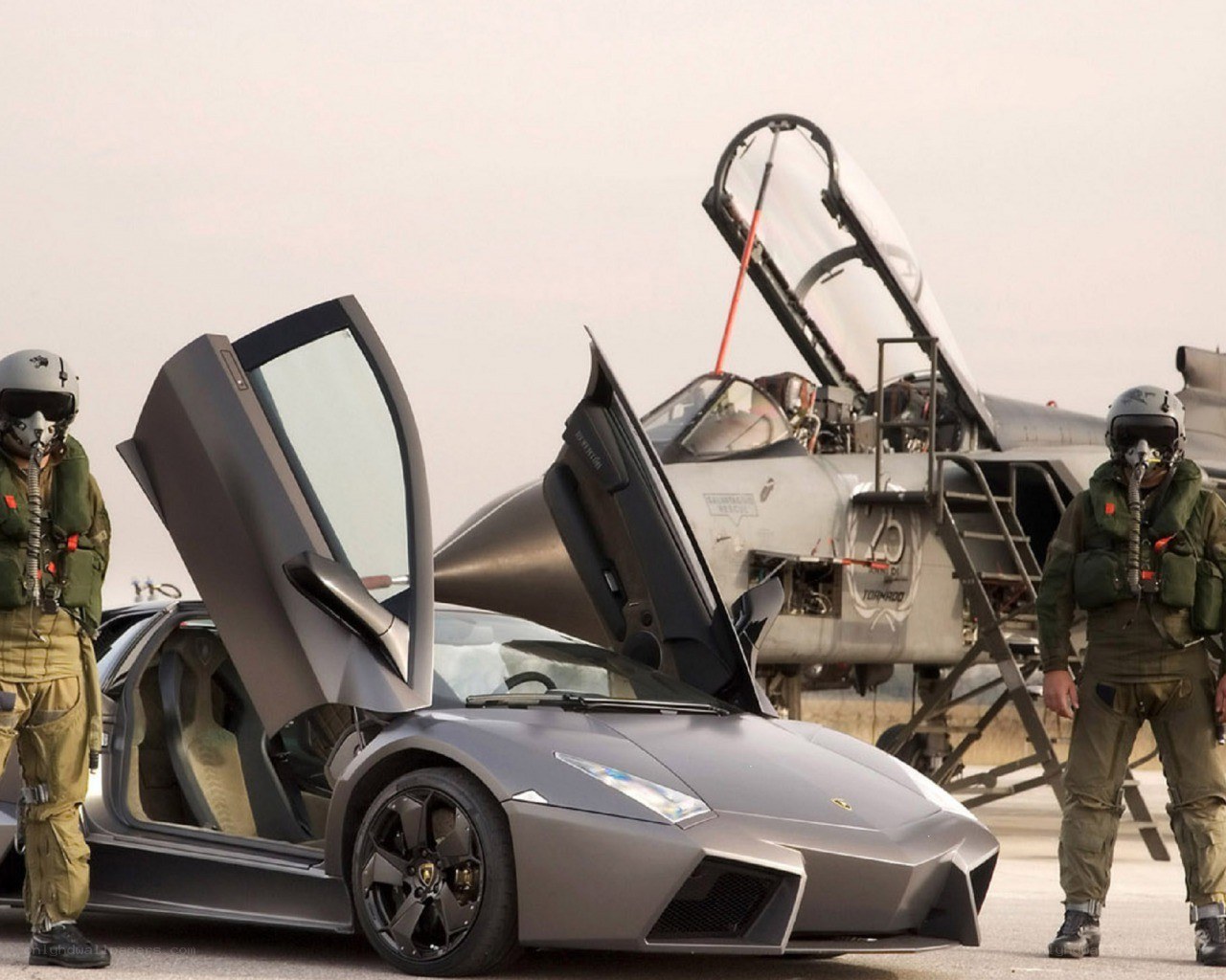 Lamborghini and fighter jet