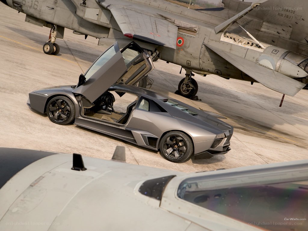 Lamborghini and fighter jet