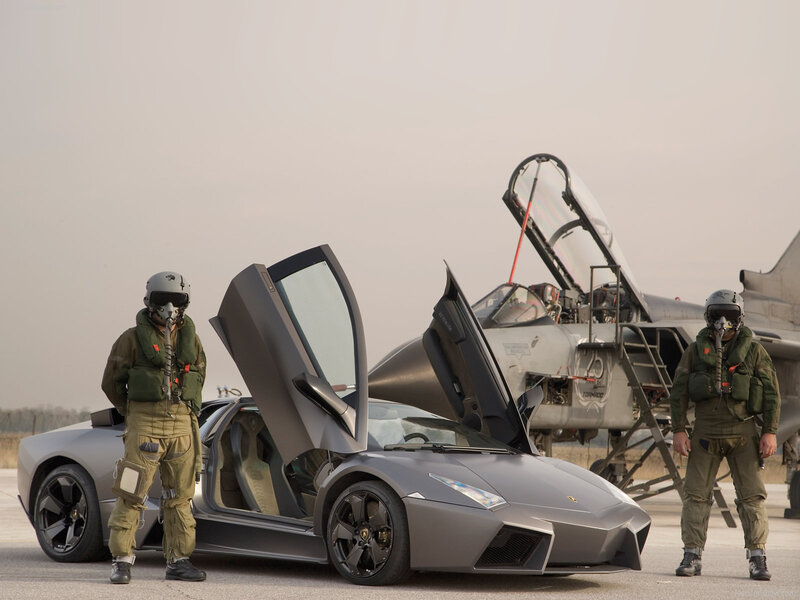 Lamborghini and fighter jet