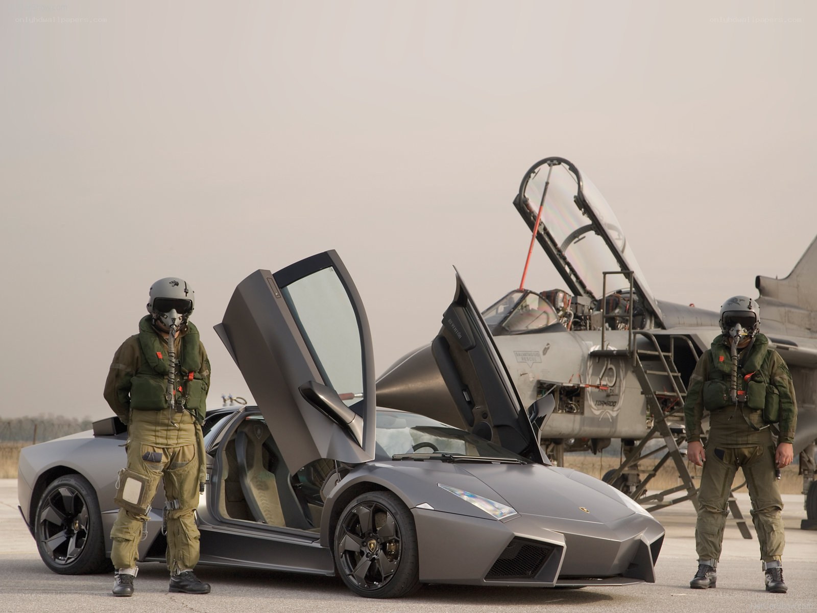 Lamborghini and fighter jet