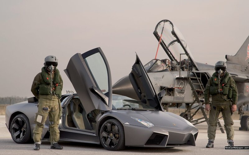 Lamborghini and fighter jet