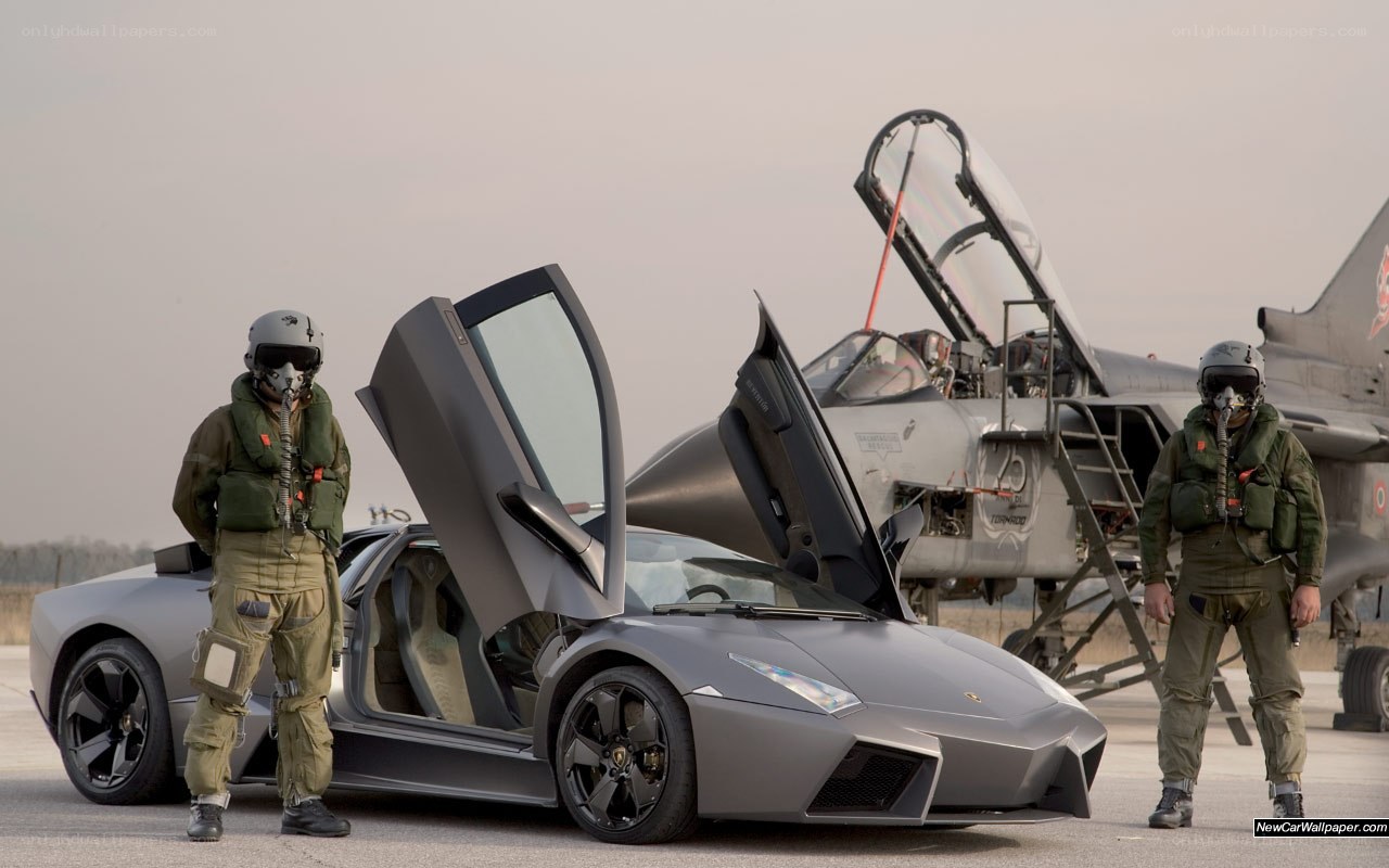 Lamborghini and fighter jet