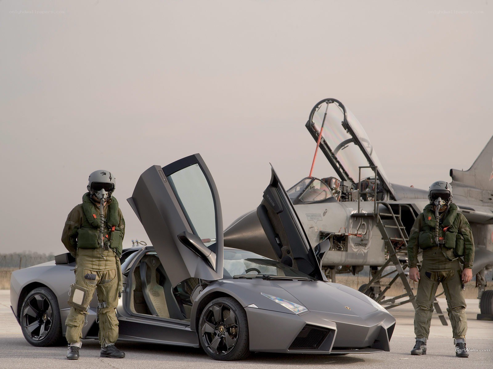 Lamborghini and fighter jet