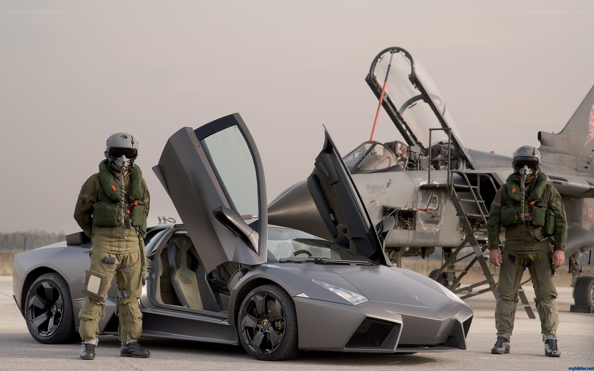 Lamborghini and fighter jet