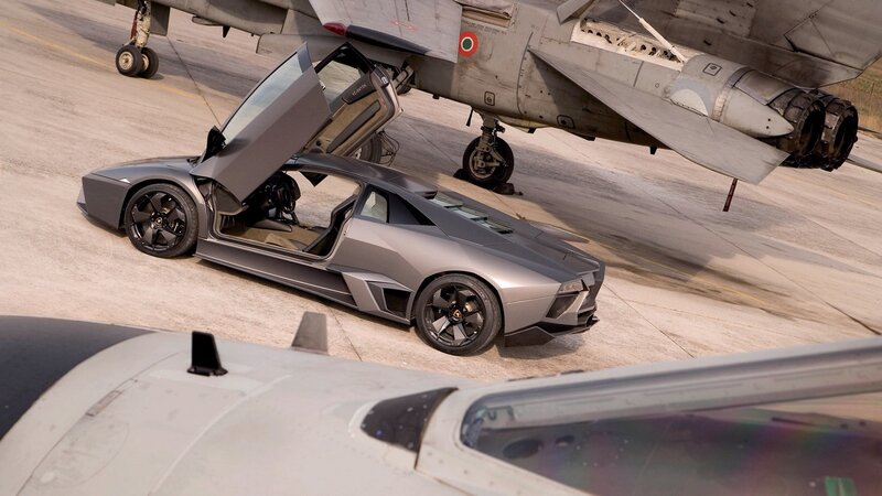 Lamborghini and fighter jet