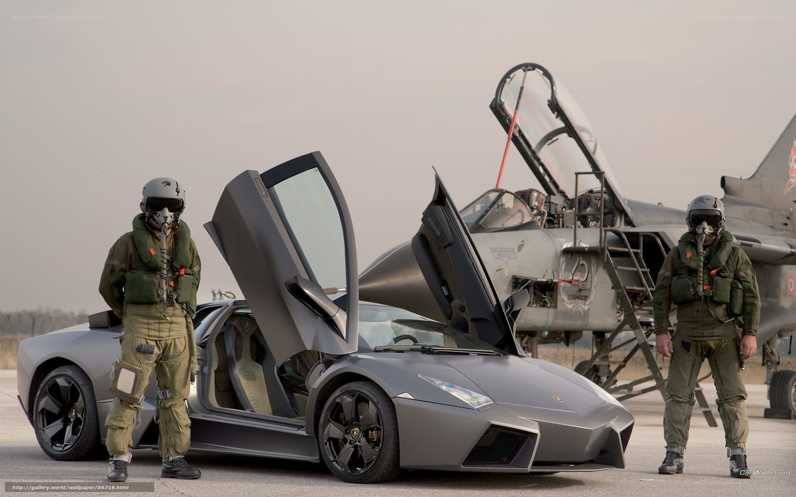 Lamborghini and fighter jet
