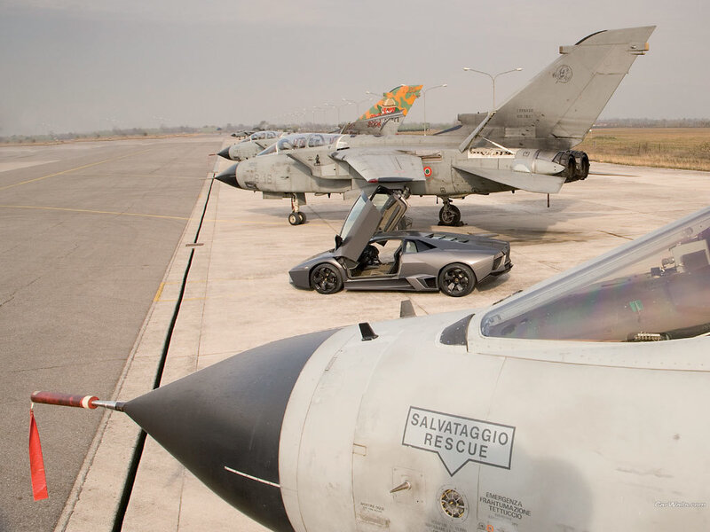 Lamborghini and fighter jets
