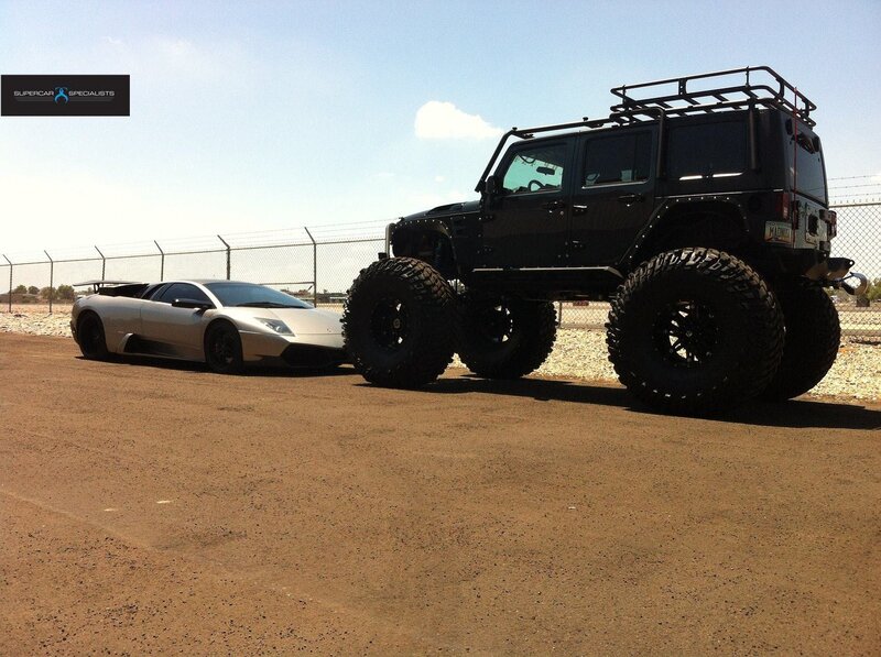 Lamborghini and monster truck