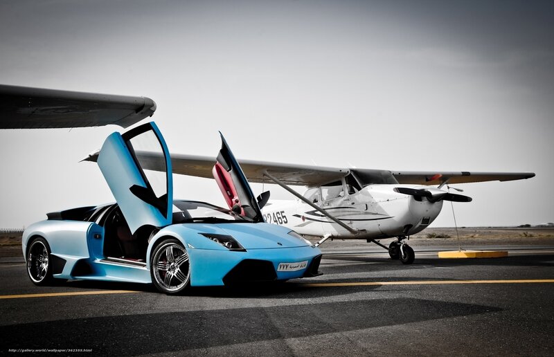 Lamborghini and small plane