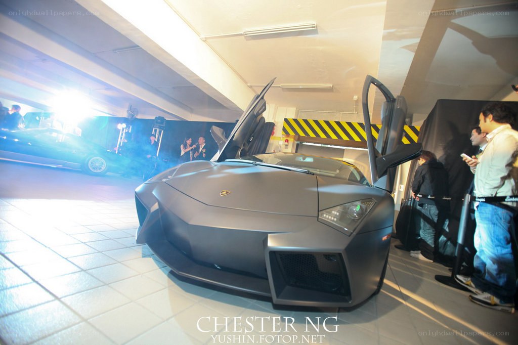 Lamborghini at an indoor event