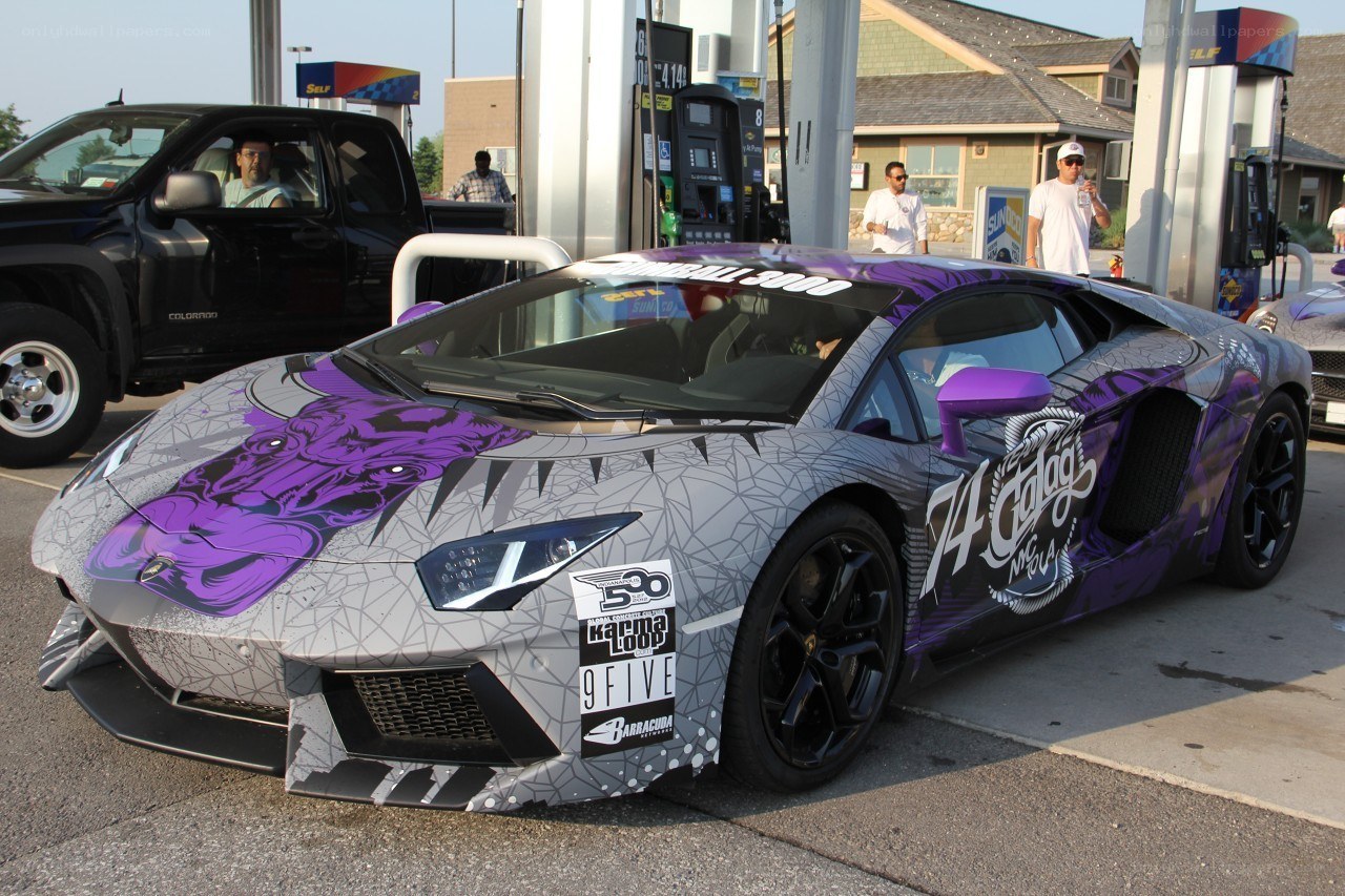 Lamborghini at gas station