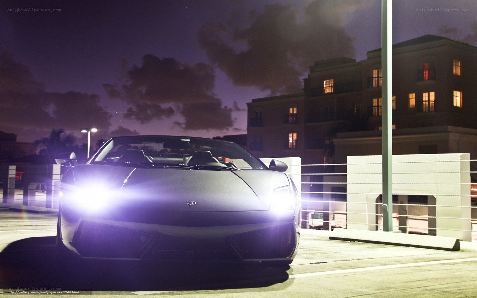 Lamborghini at night in city