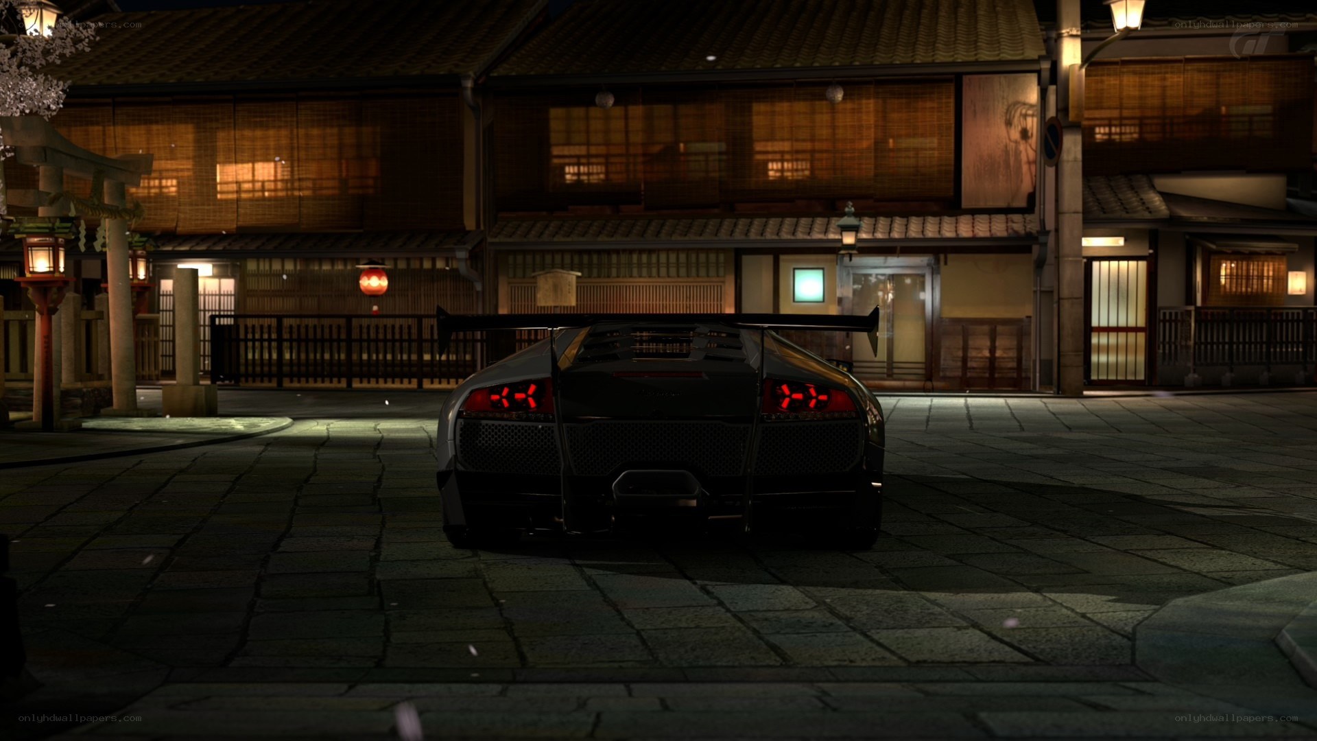 Lamborghini at night in Japan
