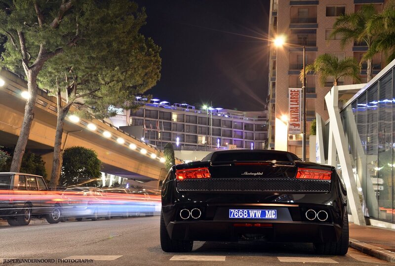 Lamborghini at night in Monaco