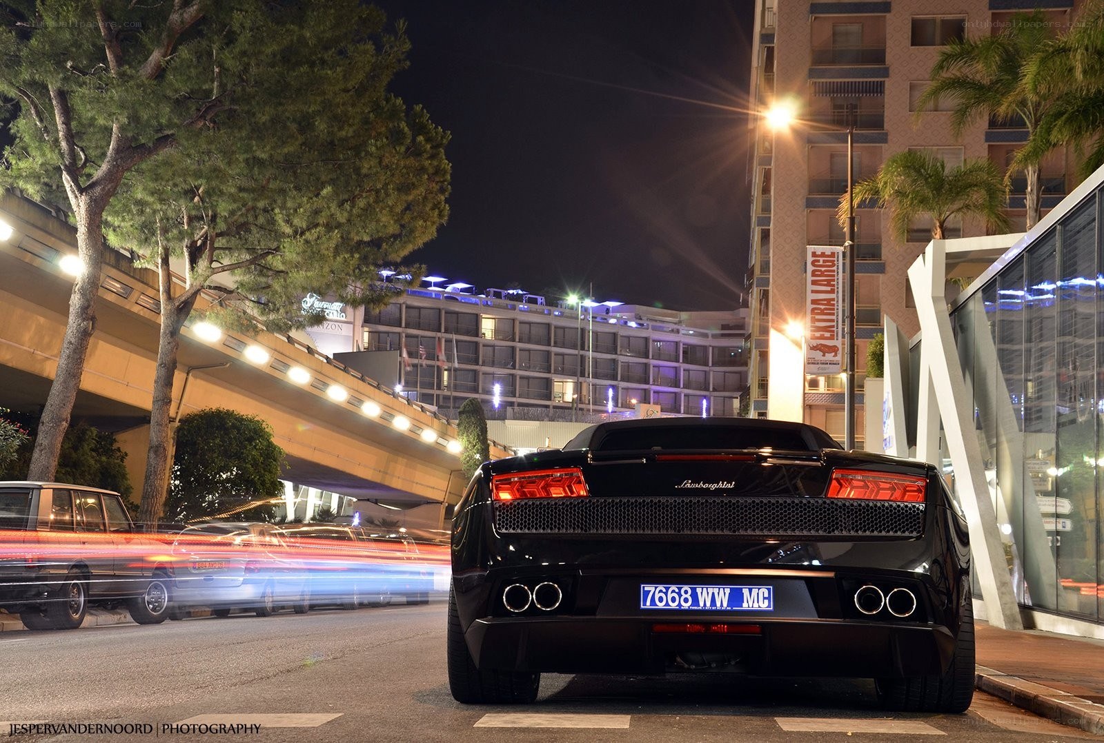 Lamborghini at night in Monaco