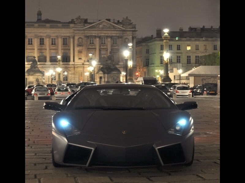 Lamborghini at night in Paris