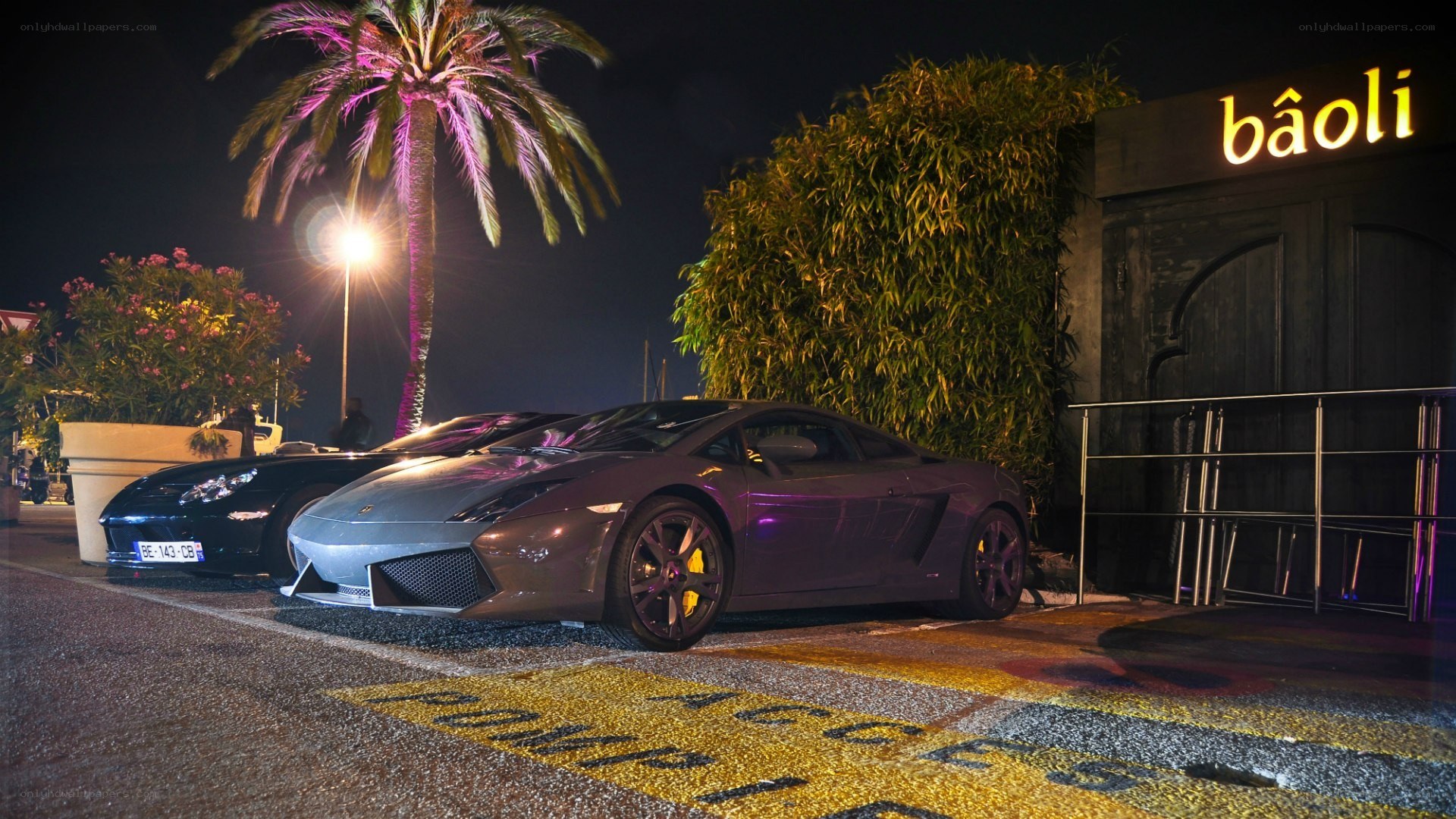 Lamborghini at night outside bâoli