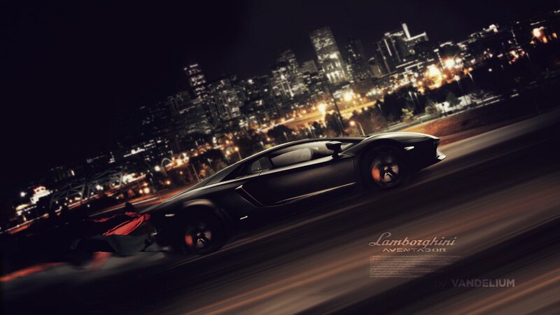 Lamborghini Aventador at night