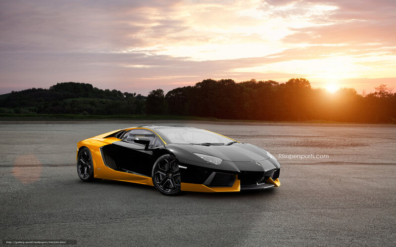 Lamborghini Aventador at sunset