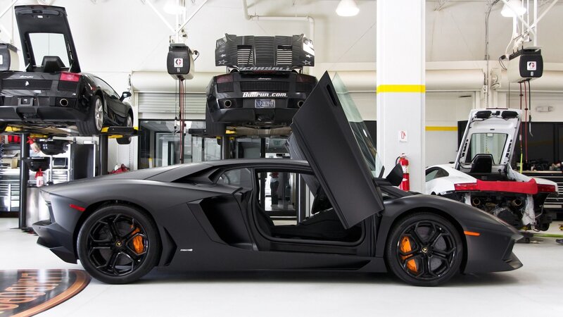 Lamborghini Aventador in garage