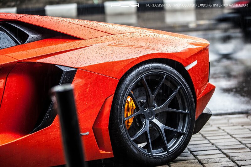 Lamborghini Aventador in rain