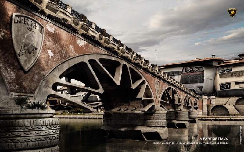 Lamborghini bridge advertisement