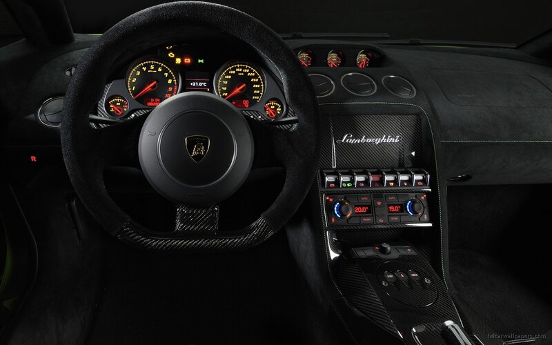 Lamborghini Car Interior — Black, Dark, Photograph, Steering Wheel