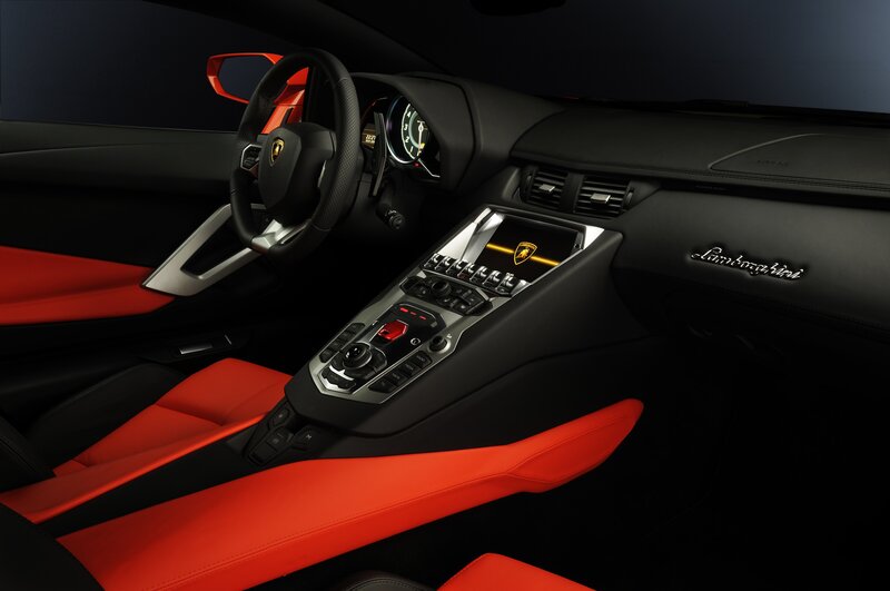 Lamborghini Car Interior — Black, Dramatic, Photograph