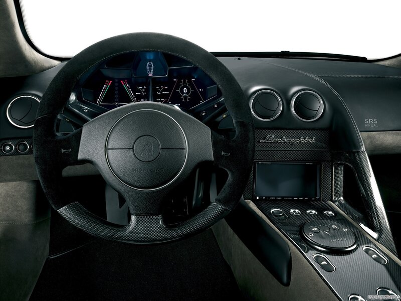 Lamborghini Car Interior — Black, Modern, Photograph, Steering Wheel, Dashboard