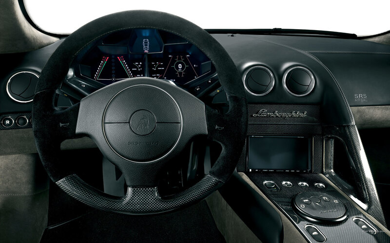 Lamborghini Car Interior — Black, Steering Wheel