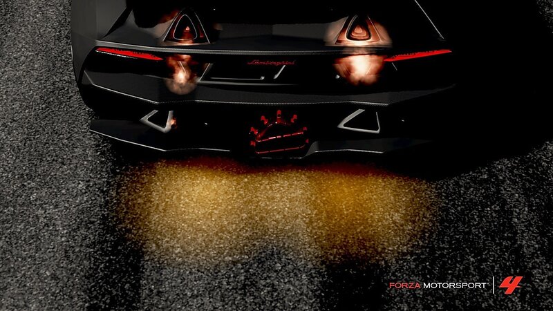 Lamborghini Car Rear — Black, Dramatic, Night
