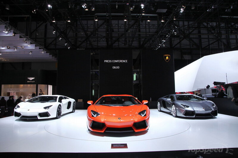 Lamborghini cars at auto show